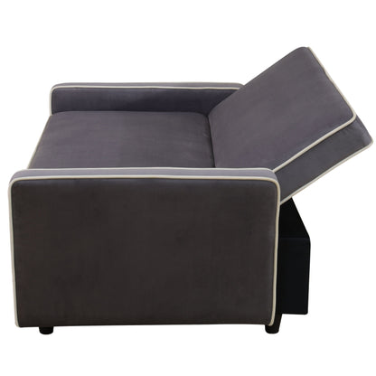 Canapé-lit de salon 1 pièce en tissu moelleux gris clair