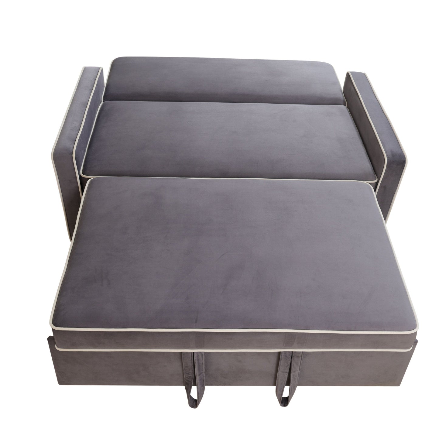 Canapé-lit de salon 1 pièce en tissu moelleux gris clair