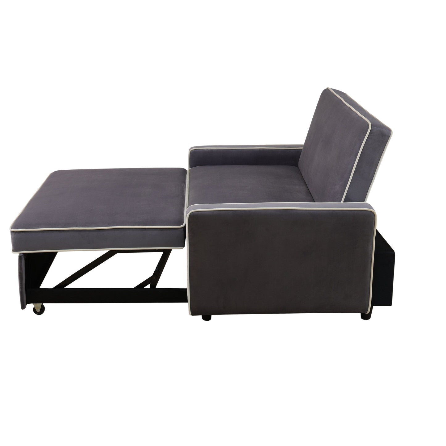 Canapé-lit de salon 1 pièce en tissu moelleux gris clair