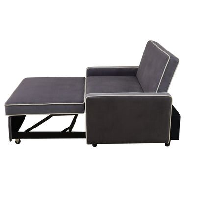 Canapé-lit de salon 1 pièce en tissu moelleux gris clair