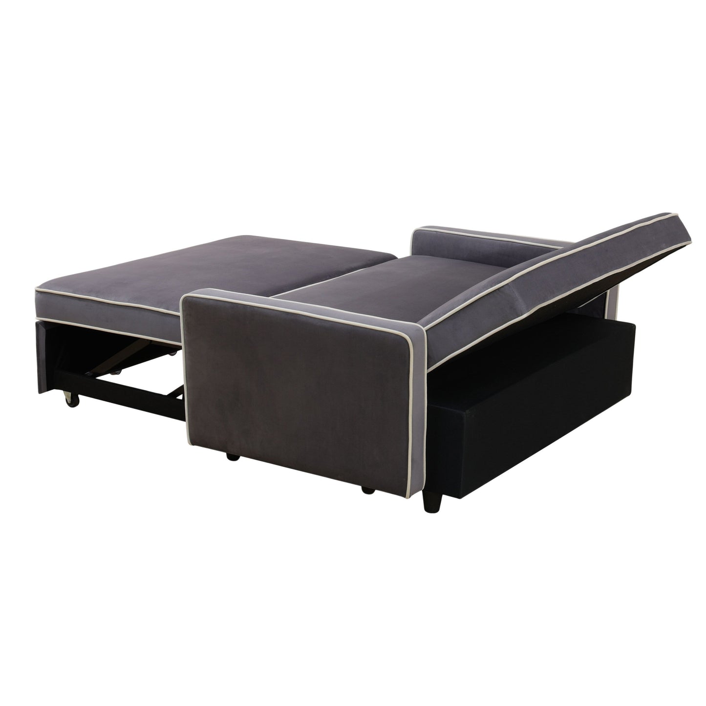 Canapé-lit de salon 1 pièce en tissu moelleux gris clair