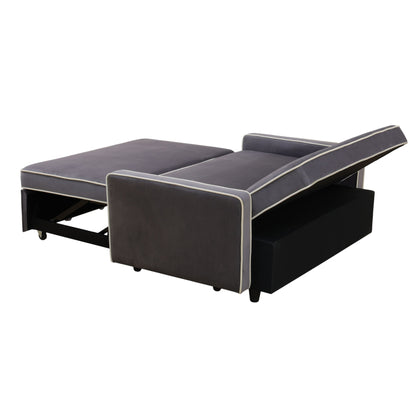 Canapé-lit de salon 1 pièce en tissu moelleux gris clair