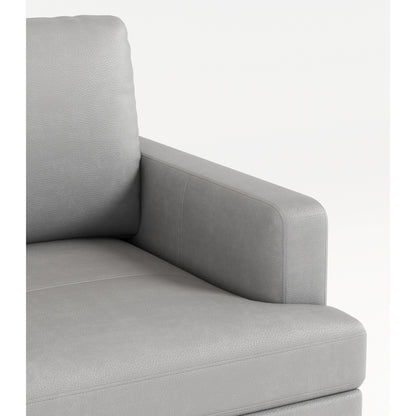 Canapé 3 places en cuir véritable gris clair avec chargeur USB