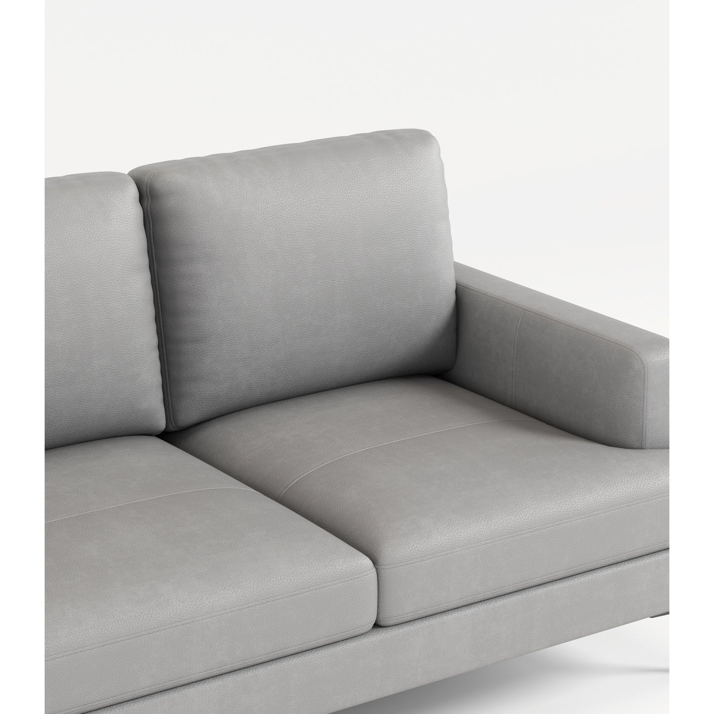 Canapé 3 places en cuir véritable gris clair avec chargeur USB