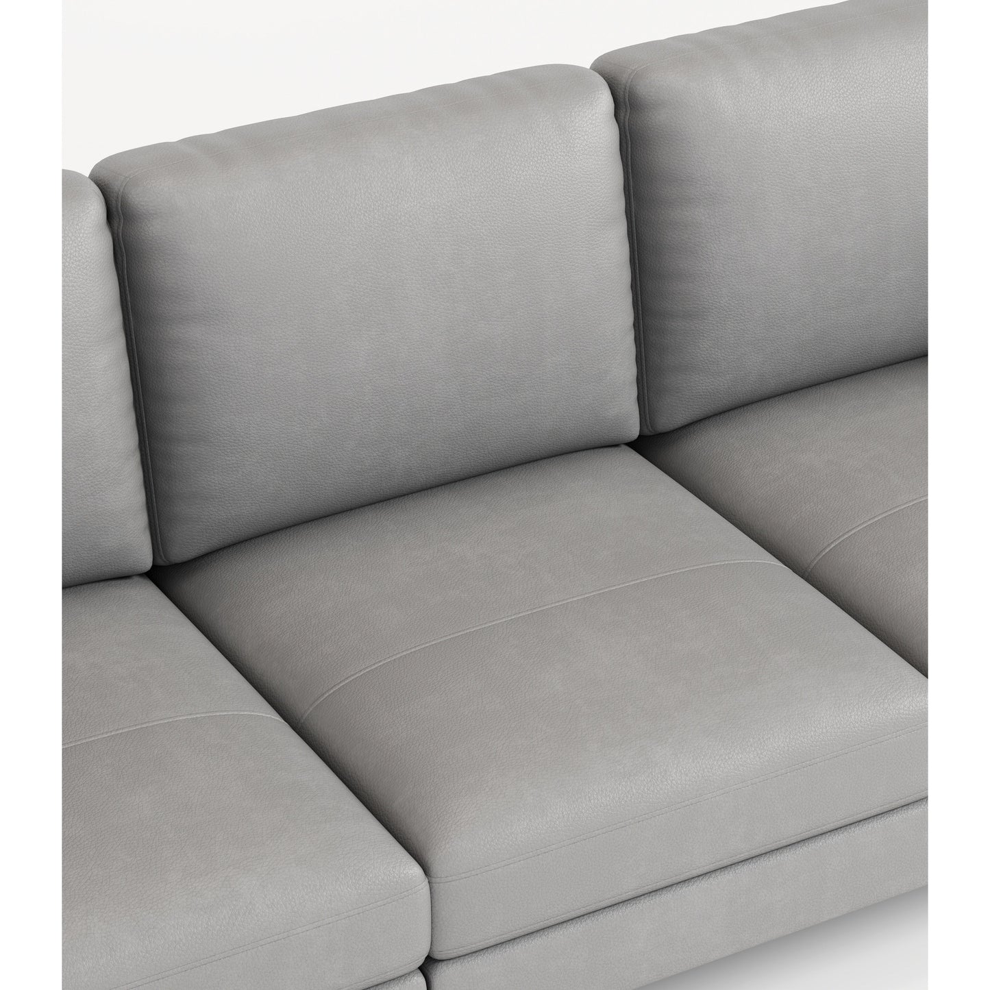 Canapé 3 places en cuir véritable gris clair avec chargeur USB