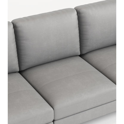 Canapé 3 places en cuir véritable gris clair avec chargeur USB