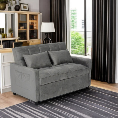 Canapé-lit convertible gris clair moderne de 55,2 po avec dossier inclinable pour salon