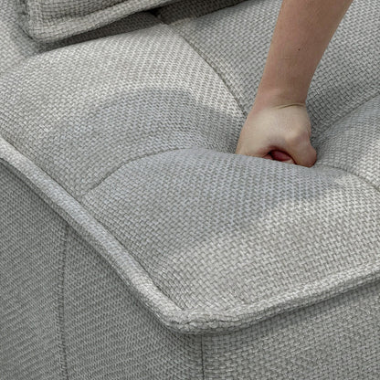 Ensemble de canapés modulaires carrés surdimensionnés gris clair 6 pièces en chenille avec coussins en mousse haute densité, combinaison libre