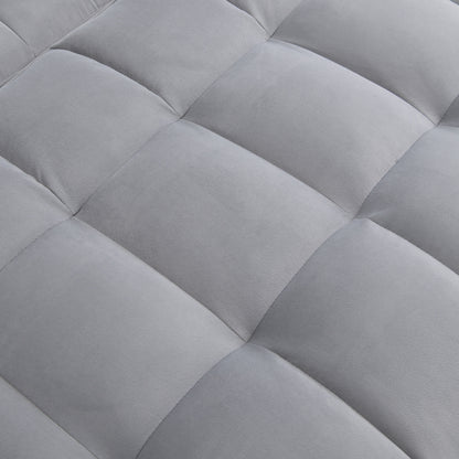 Canapé-lit convertible en velours gris clair avec dossier réglable