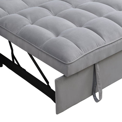 Canapé-lit convertible en velours gris clair avec dossier réglable