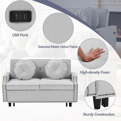 Canapé-lit réglable en polyester gris clair 54,7 avec deux ports USB et quatre coussins lombaires à motifs floraux