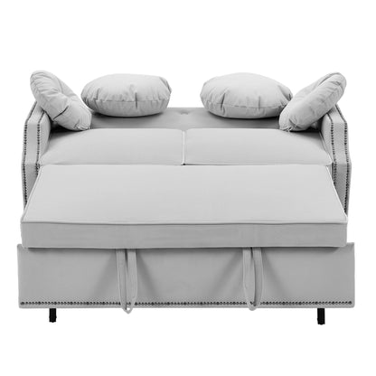 Canapé-lit réglable en polyester gris clair 54,7 avec deux ports USB et quatre coussins lombaires à motifs floraux