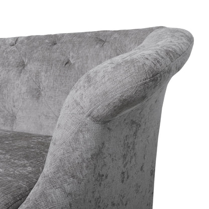 Canapé capitonné en velours gris clair 75 avec accoudoirs évasés et assise profonde et pieds en bois pour le salon