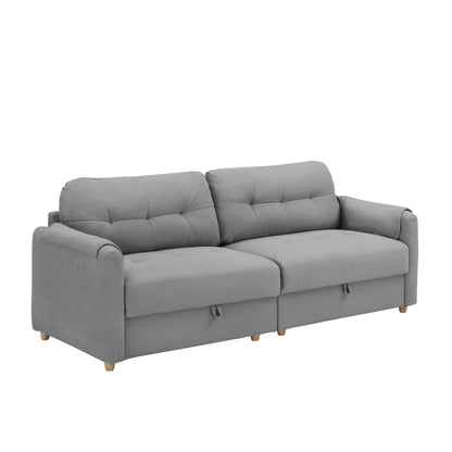 Canapé 3 places rembourré en tissu Teddy gris clair 79,50 $ avec rangement d'assise dissimulé pour le salon