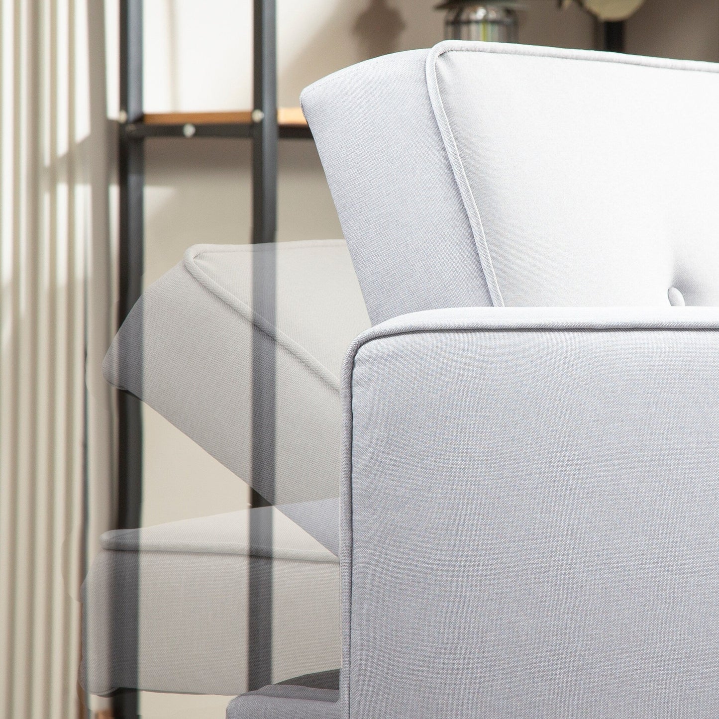 Canapé-lit futon 3 places convertible gris clair avec pieds en bois