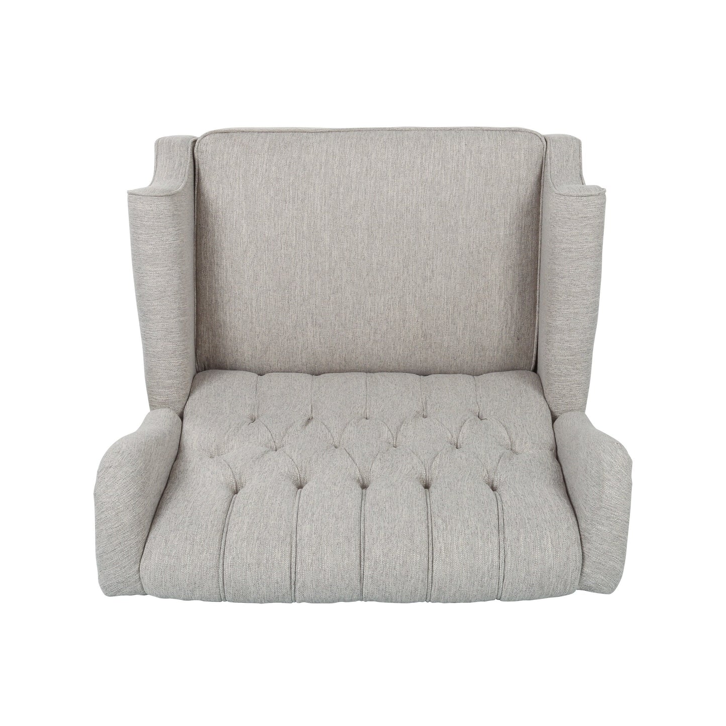 Fauteuil inclinable rembourré surdimensionné gris clair avec repose-pieds, dossier capitonné et clous décoratifs