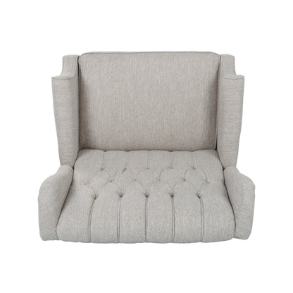 Fauteuil inclinable rembourré surdimensionné gris clair avec repose-pieds, dossier capitonné et clous décoratifs