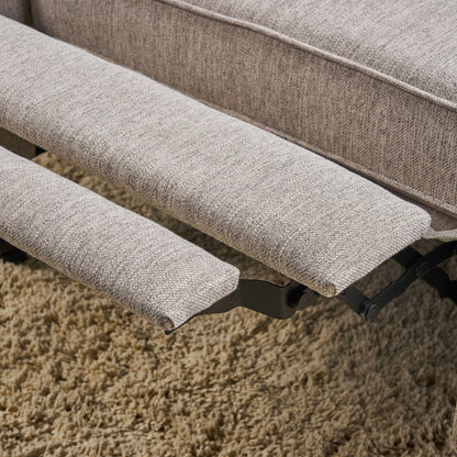 Fauteuil inclinable rembourré surdimensionné gris clair avec repose-pieds, dossier capitonné et clous décoratifs