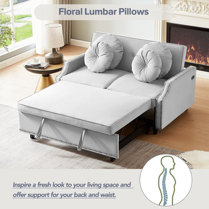 Canapé-lit réglable en polyester gris clair avec ports USB