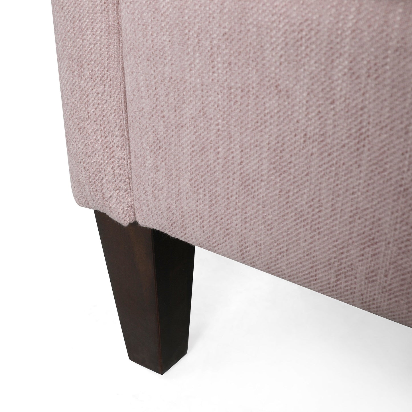 Canapé 3 places rose clair moderne 76,5 avec pieds en bois de bouleau et assise moelleuse pour le salon