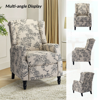 Fauteuil inclinable manuel Damaris de style Mid-Century Modern avec dossier à oreilles par HULALA HOME