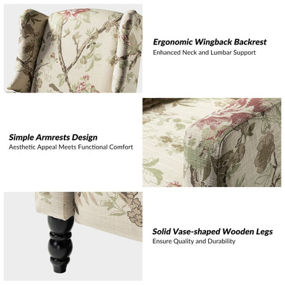 Fauteuil inclinable manuel Damaris de style Mid-Century Modern avec dossier à oreilles par HULALA HOME