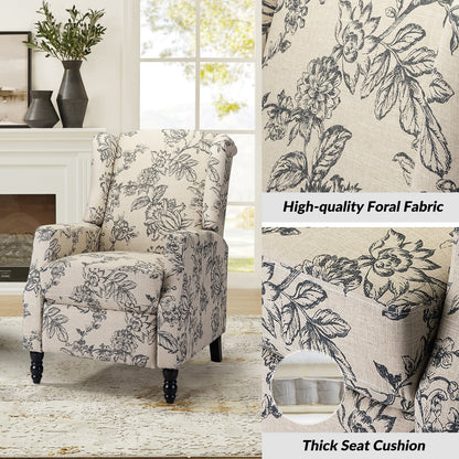 Fauteuil inclinable manuel Damaris de style Mid-Century Modern avec dossier à oreilles par HULALA HOME