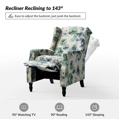 Fauteuil inclinable manuel Damaris de style Mid-Century Modern avec dossier à oreilles par HULALA HOME