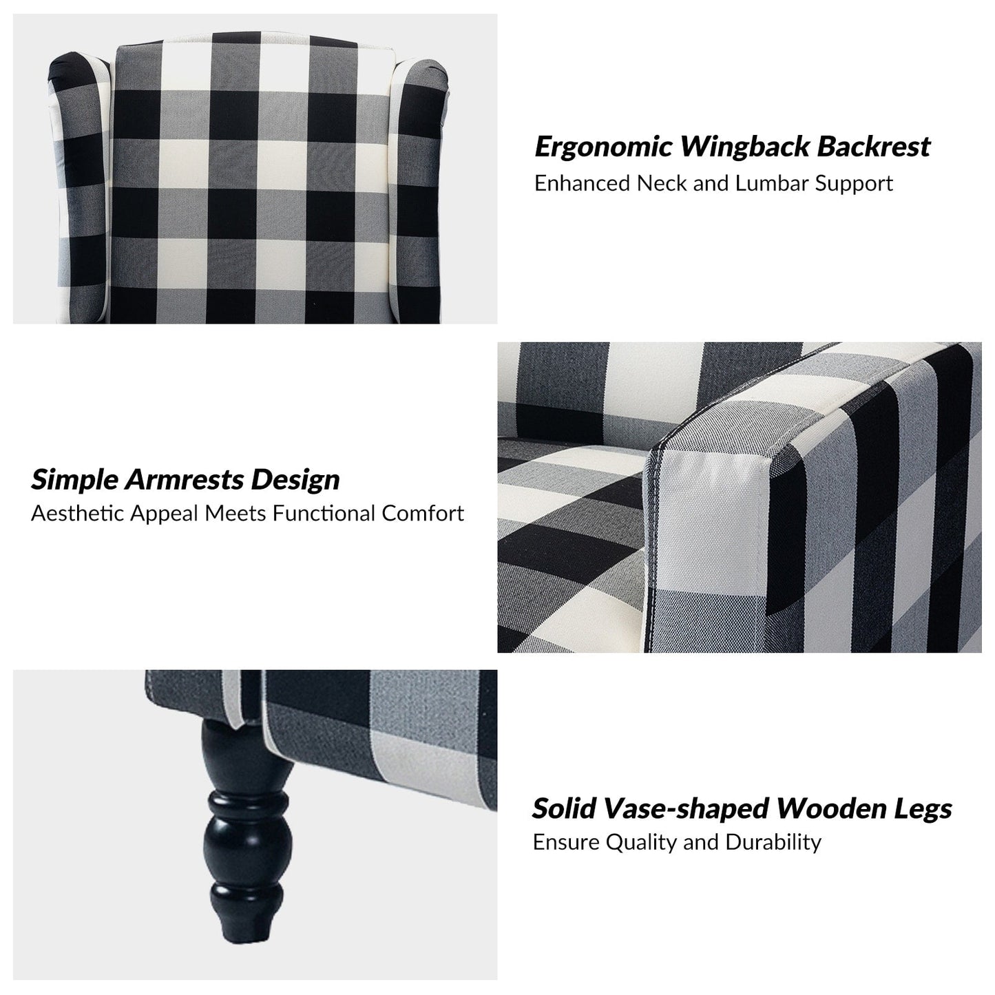 Fauteuil inclinable manuel Damaris de style Mid-Century Modern avec dossier à oreilles par HULALA HOME