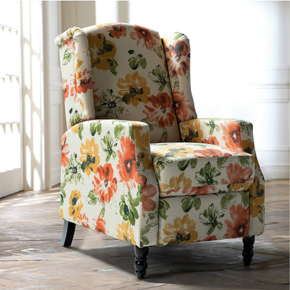 Fauteuil inclinable manuel Damaris de style Mid-Century Modern avec dossier à oreilles par HULALA HOME