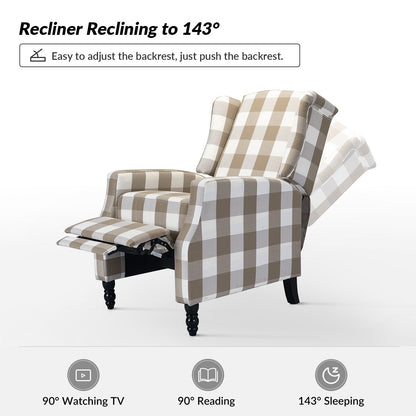 Fauteuil inclinable manuel Damaris de style Mid-Century Modern avec dossier à oreilles par HULALA HOME