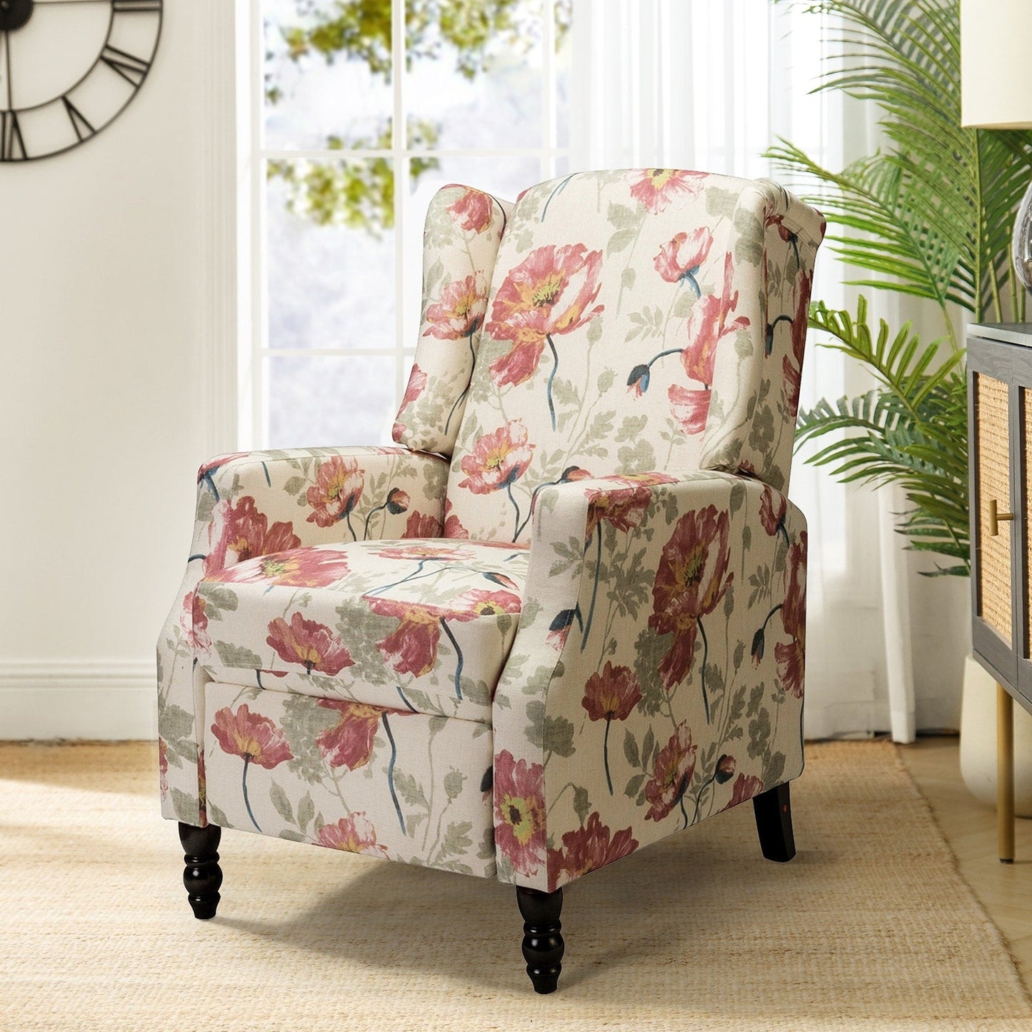 Fauteuil inclinable manuel Damaris de style Mid-Century Modern avec dossier à oreilles par HULALA HOME