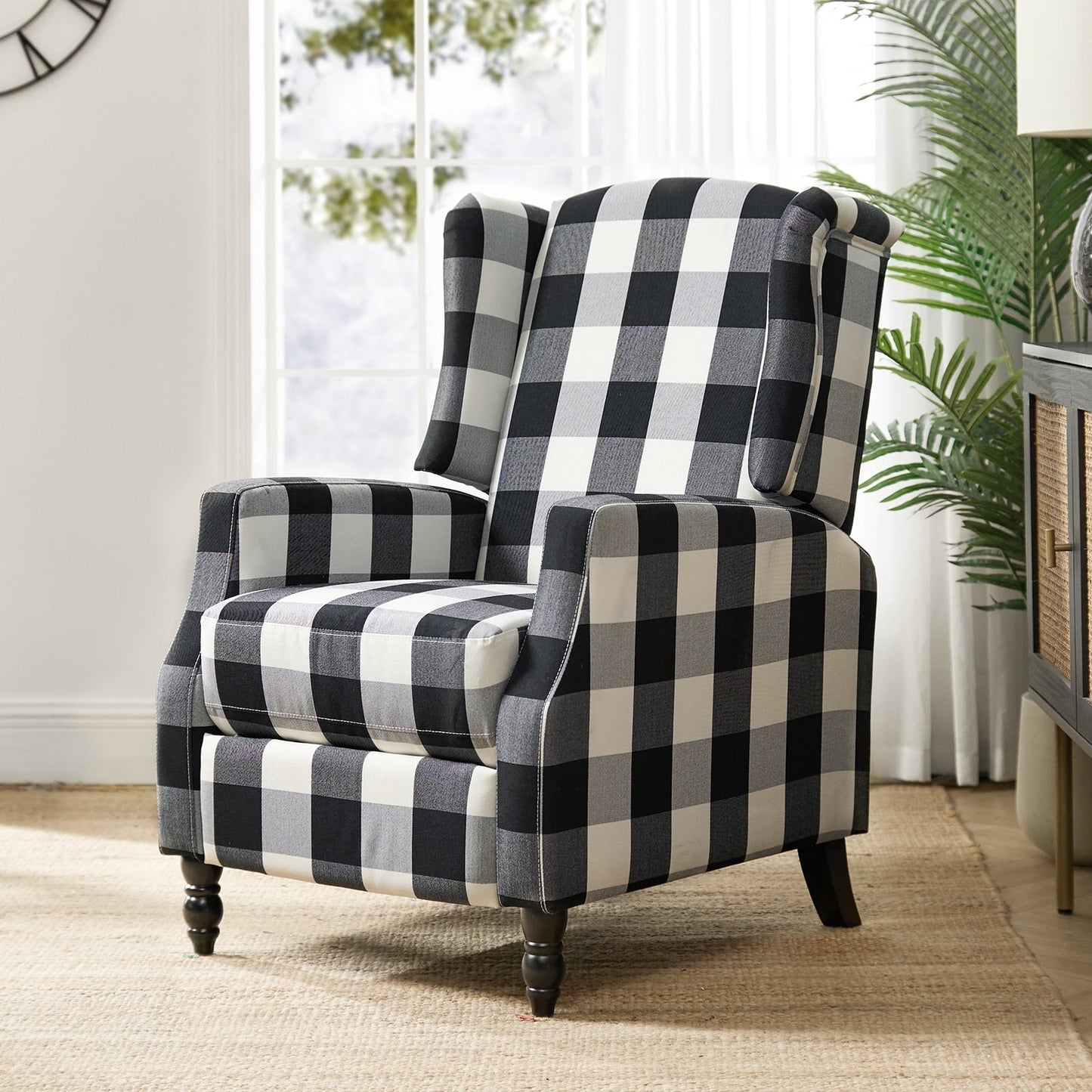 Fauteuil inclinable manuel Damaris de style Mid-Century Modern avec dossier à oreilles par HULALA HOME