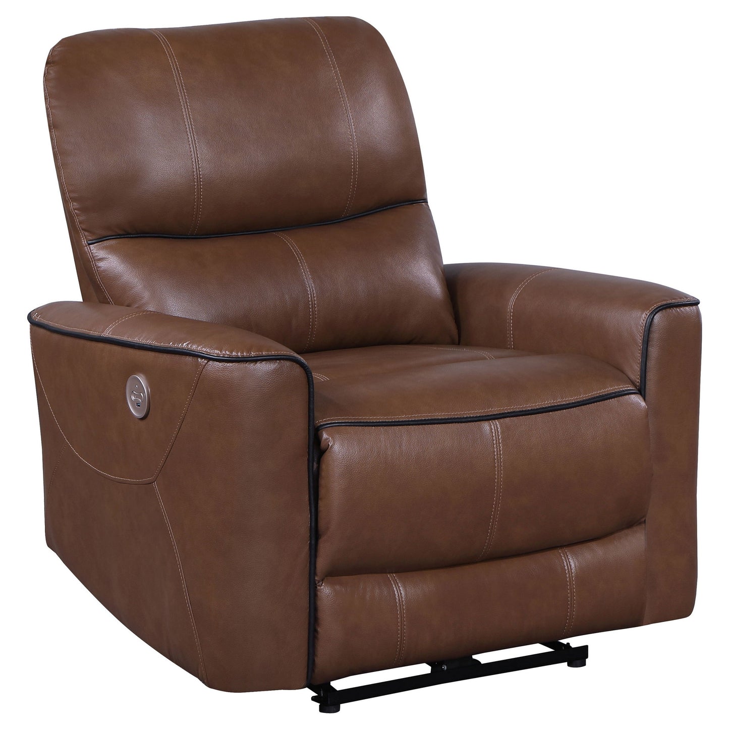 Fauteuil inclinable électrique Lima, similicuir marron, port USB, coussins en mousse