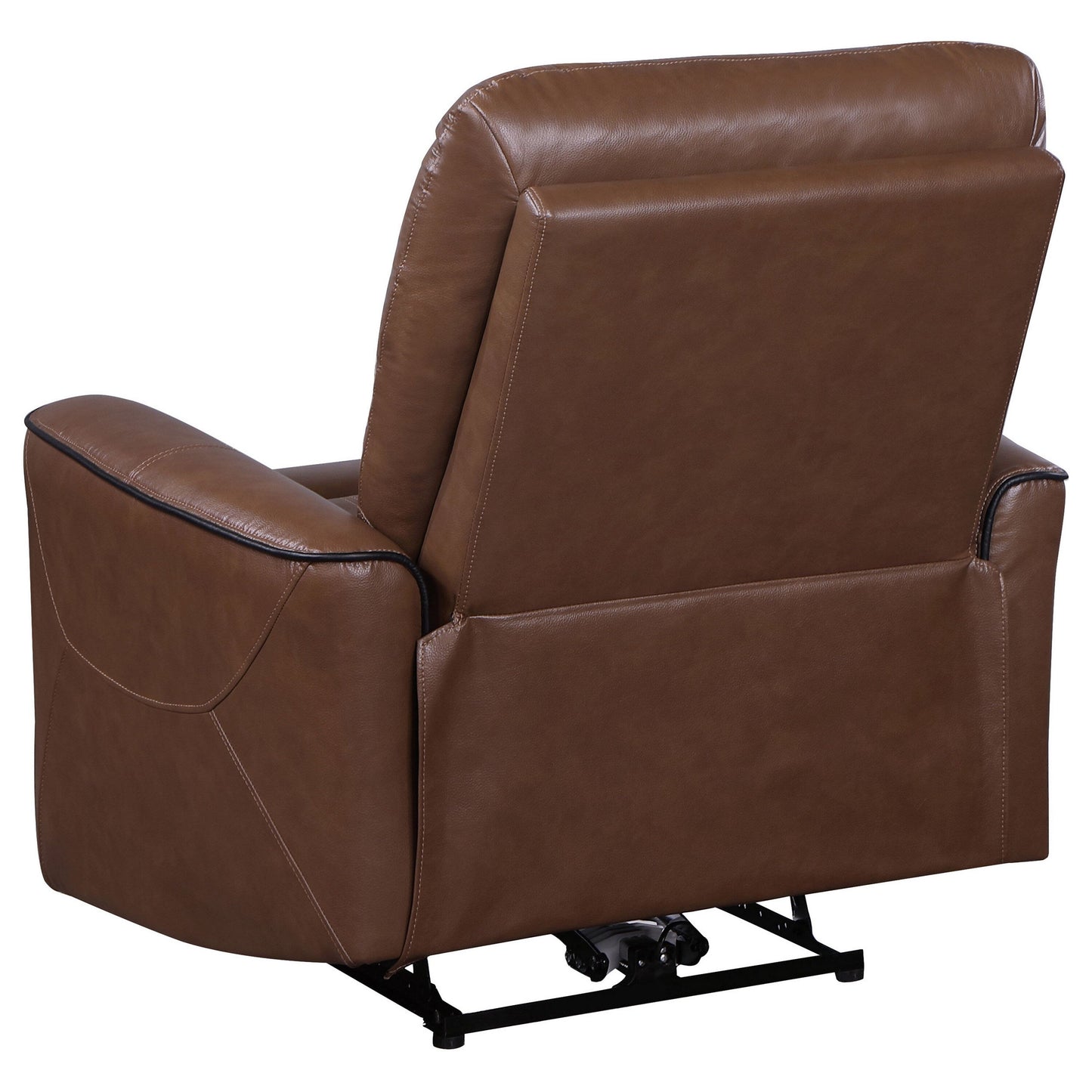 Fauteuil inclinable électrique Lima, similicuir marron, port USB, coussins en mousse