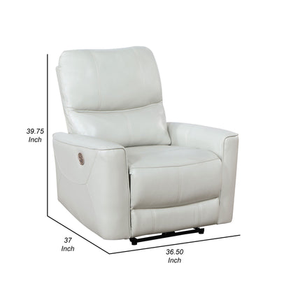 Fauteuil inclinable électrique Lima, similicuir ivoire, port USB, coussins en mousse