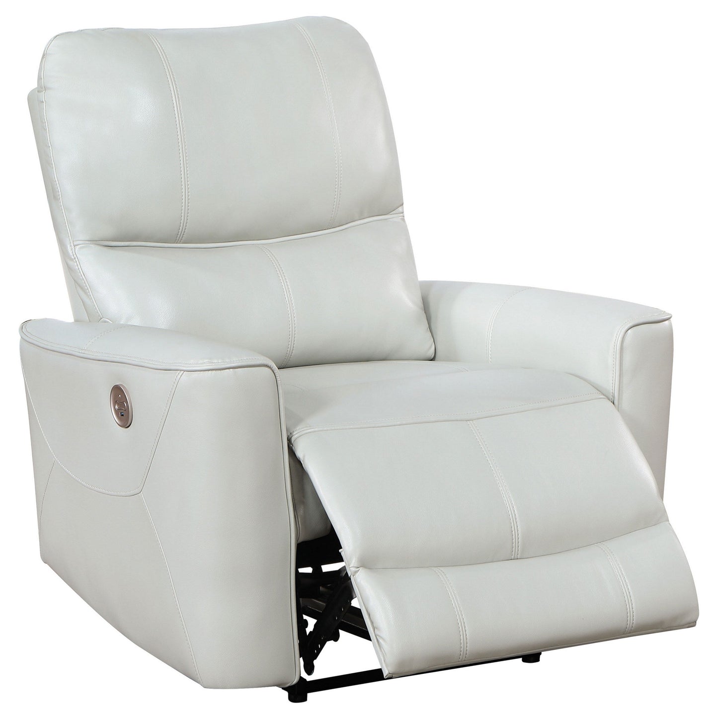 Fauteuil inclinable électrique Lima, similicuir ivoire, port USB, coussins en mousse