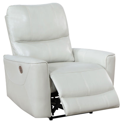 Fauteuil inclinable électrique Lima, similicuir ivoire, port USB, coussins en mousse