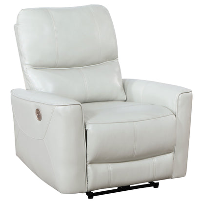 Fauteuil inclinable électrique Lima, similicuir ivoire, port USB, coussins en mousse
