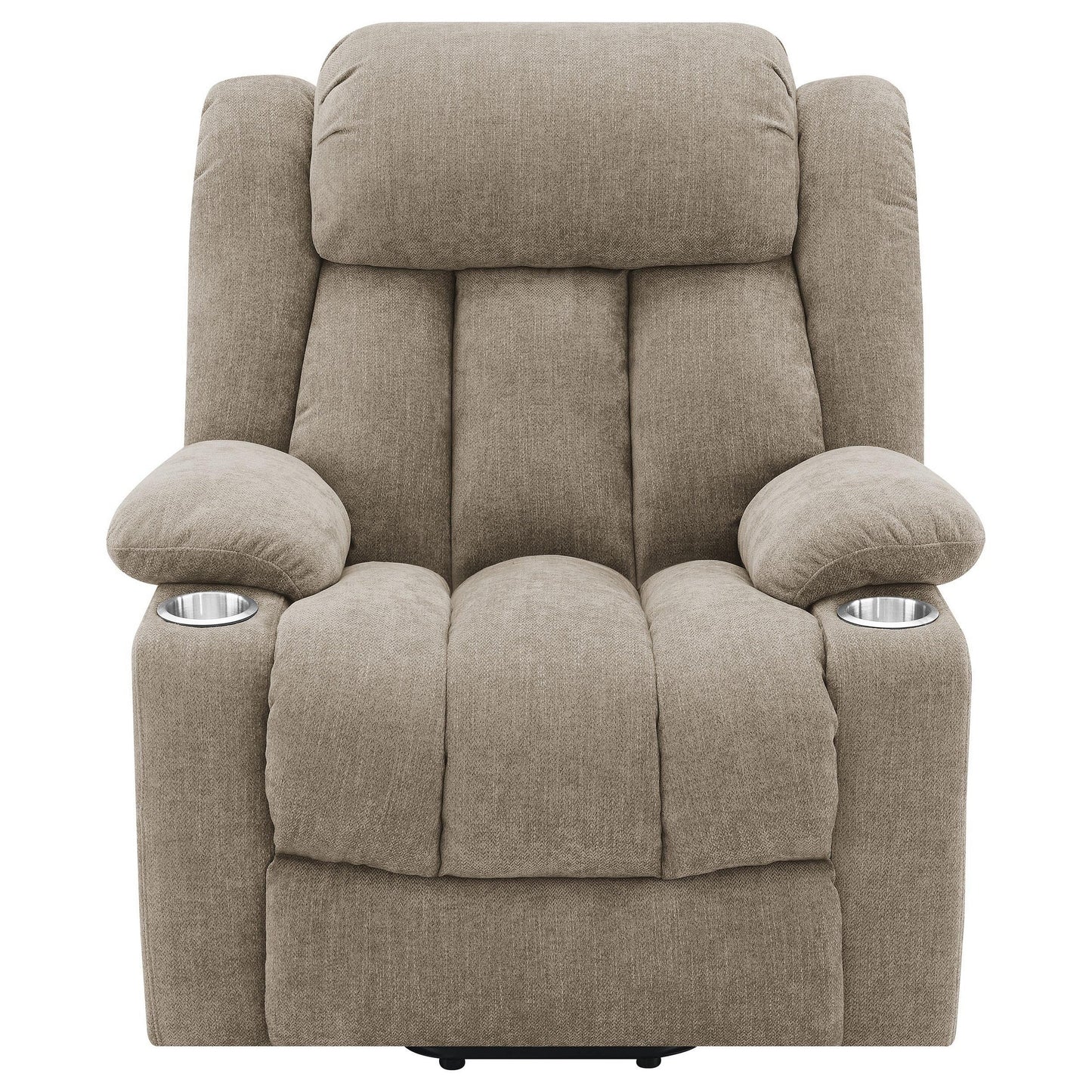 Fauteuil inclinable releveur électrique Limi, marron camel, port USB, porte-gobelets