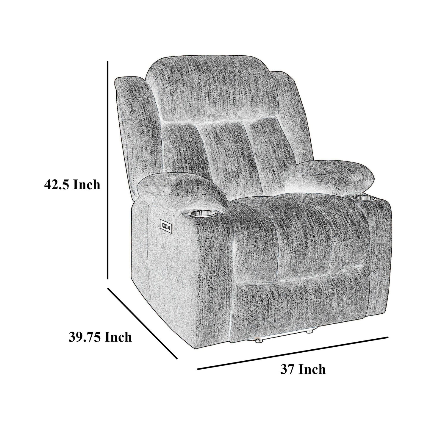 Fauteuil inclinable releveur électrique Limi, gris clair, port USB, porte-gobelets