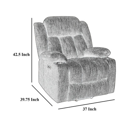 Fauteuil inclinable releveur électrique Limi, gris clair, port USB, porte-gobelets