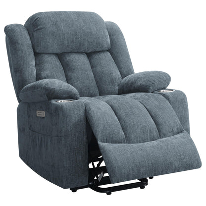Fauteuil inclinable releveur électrique Limi, bleu ardoise, port USB, porte-gobelets