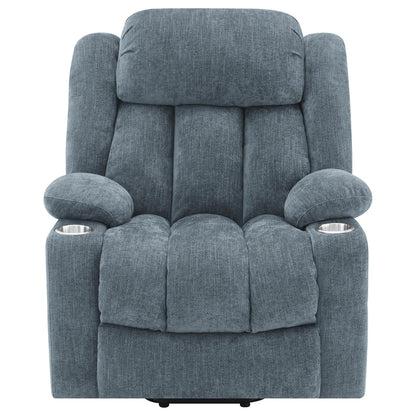 Fauteuil inclinable releveur électrique Limi, bleu ardoise, port USB, porte-gobelets