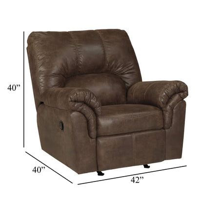 Fauteuil inclinable manuel Limu Accent, similicuir marron classique moelleux