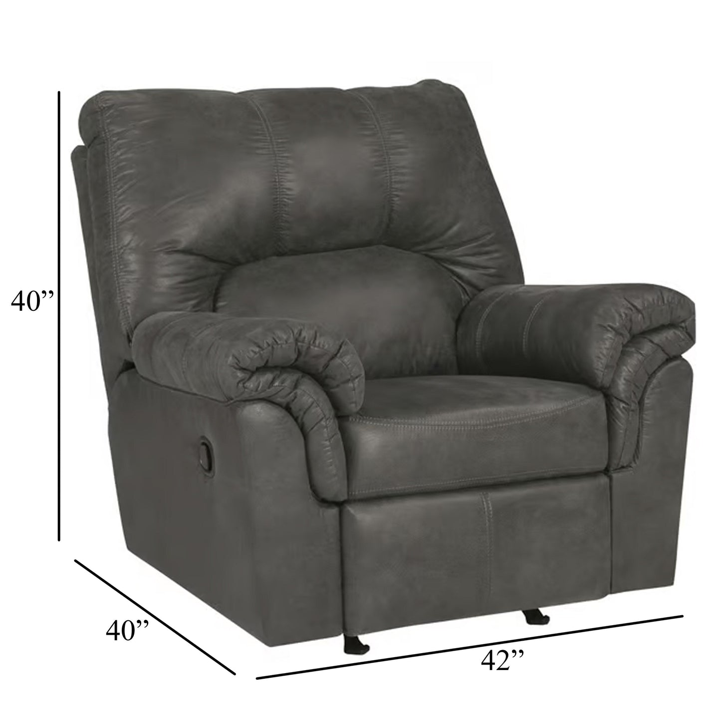 Fauteuil inclinable manuel Limu Accent, similicuir gris classique moelleux