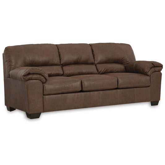 Canapé-lit Limu avec matelas gigogne double, similicuir marron