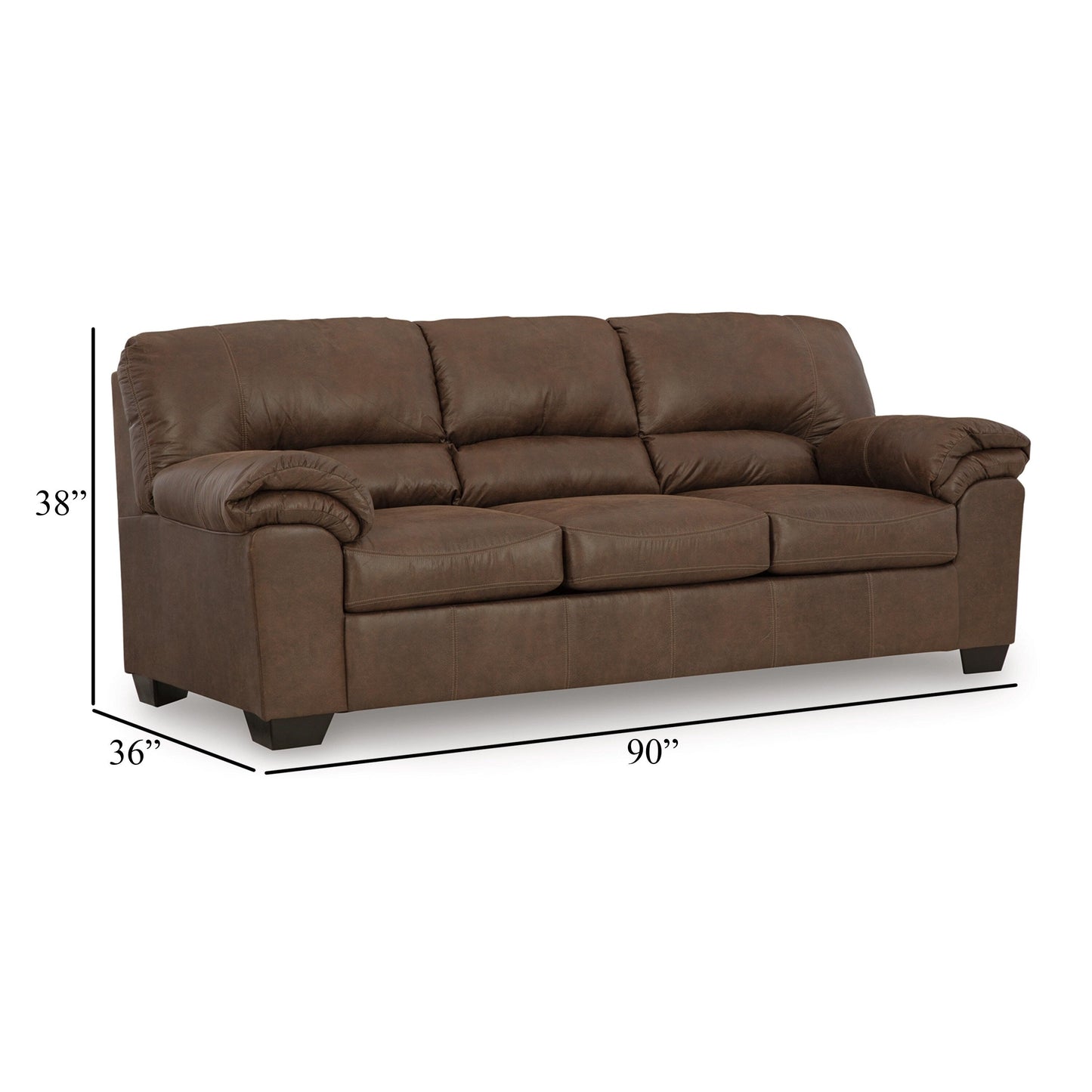 Canapé-lit Limu avec matelas gigogne double, similicuir marron