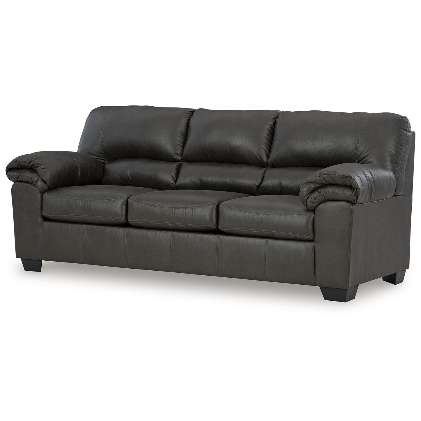 Canapé Limu, 90 pouces, accoudoirs moelleux, similicuir gris riche