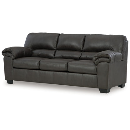 Canapé Limu, 90 pouces, accoudoirs moelleux, similicuir gris riche